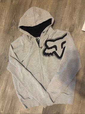 Fox Light Gray Hoodie with Black Fox Head Logo